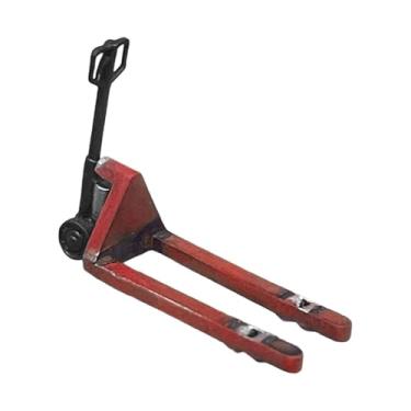 Imagem de harayaa Miniatura de paleteira em escala 1/64 para dioramas de reparo automotivo, ornamento decorativo, miniatura de empilhadeira com mesa para jardim de, Vermelho