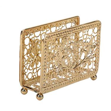 Imagem de Capa para caixa de lenços de papel Porta guardanapo resistente ao desgaste organização retrô ocidental restaurante papel rack mesa porta lenços guardanapos(Golden)