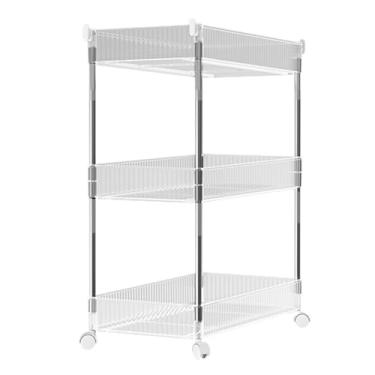Imagem de Carrinho de armazenamento de acrílico com rolamento de 2-4 camadas, rack de exibição móvel fino com 4 ganchos, organizador de unidade de prateleiras transparente, solução de armazenamento versátil, 37