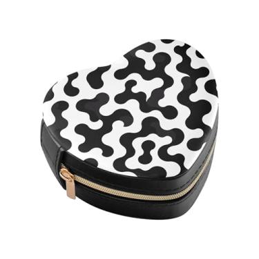 Imagem de Burbuja Mini caixa de joias curvada em forma de coração de camuflagem para mulheres e meninas, estojo portátil organizador de armazenamento para brincos, anéis, colares e pulseiras