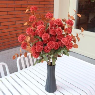 Imagem de BCBLF Flores artificiais ao ar livre, 12 pacotes de flores falsas anti-UV para decoração de plantas de plástico falso jardim varanda janela caixa de decoração, vermelho