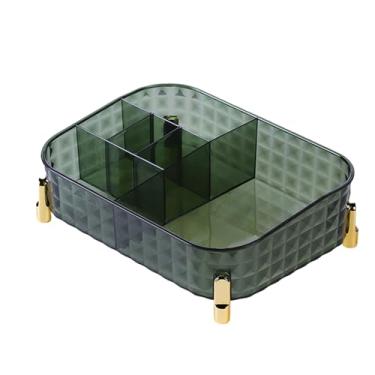 Imagem de Organizador de maquiagem com compartimentos Vitrines transparentes para cosméticos Organizador de mesa de bancada para loções Pincéis Perfumes Sombra PET Revestimento ABS 27 x 20