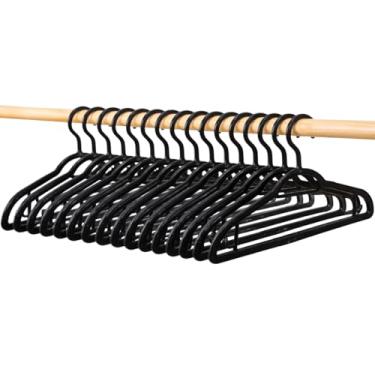 Imagem de Kit 20 Cabides Adulto Preto Antideslizante Reforçado Cabide Resistente Para Roupas Calças Camisetas Contém Porta Gravata Cinto Lenço Camisas Ternos Gancho para Vestido