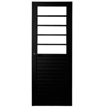 Imagem de Porta de alumínio basculante preta (2.10x80) - linhha 25 - ESQUADRIAS 