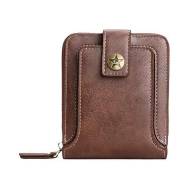 Imagem de Carteira Masculina Vintage De Couro Pu, Bolsa Curta Com Zíper, Porta-c