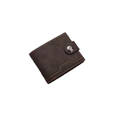Imagem de Carteira masculina de couro fina com bolsos dobráveis acoplados com capacidade extra, Marrom, Minimalista