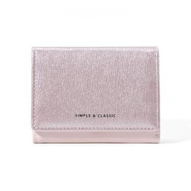 Imagem de Carteira feminina elegante de couro sintético com três dobras – porta-cartões compacto com 7 compartimentos para cartões, compartimento para fotos e compartimento para dinheiro, rosa, Cosmetic_case