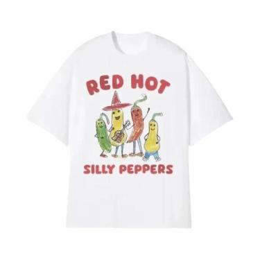 Imagem de Camiseta Oversized Red Hot Silly Peppers, Vintage, Verão, Design Engra