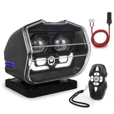 Imagem de MOVOTOR Luz de pesquisa de LED, controle remoto sem fio, luz de pesquisa rotativa de 360° com base magnética forte e montagem permanente, holofote de LED para caminhão, barco marítimo, SUV, campo