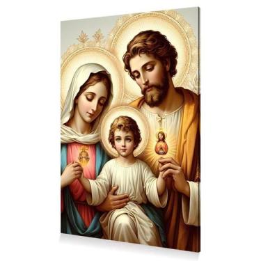 Imagem de Quadro Arte Sacra Realista Sagrada Família Canvas 60x40 - DC Express