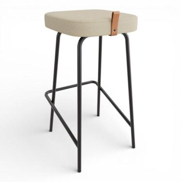 Imagem de Banqueta Alta Cozinha E área Gourmet Vik Estofada Linho Bege - Desk Design