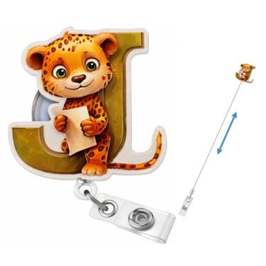 Imagem de MXJSFXF Carretel de crachá fofo, carretel de crachá de enfermeira personalizado (LetterA-Z), suporte de identificação retrátil de acrílico premium com cordão de puxar resistente, presente atencioso