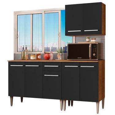 Imagem de Cozinha Compacta Emilly Free Rustic/preto Madesa