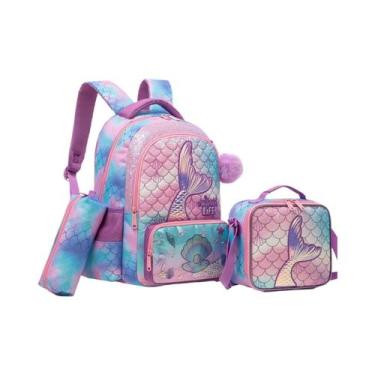 Imagem de Conjunto De Mochila E Lancheira Para Meninas Com 3 Peças, Mochila E Ca