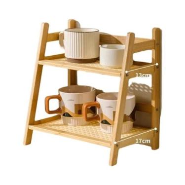 Imagem de Prateleira De Parede De Bambu Multifuncional, Suporte Para Copos De Ca