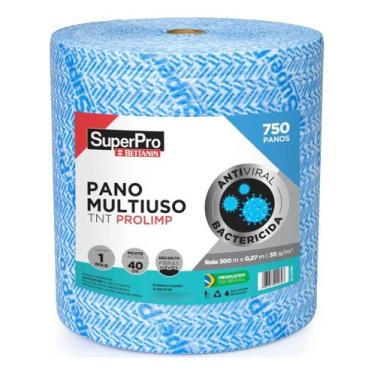 Imagem de Pano De Limpeza Multiuso Superpro 750 Panos Rolo 300 Metros, Azul