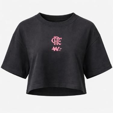 Imagem de Camisa Flamengo Cropped Oversized Preto - Feminino-Masculino