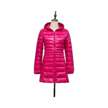 Imagem de Jaqueta Feminina Longa Com Capuz Em 12 Cores, Casaco Puffer Leve E Que