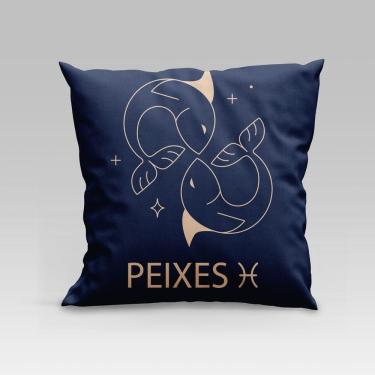 Imagem de Capa De Almofada Estampada Signos Do Zodíaco Em Veludo Suede 45cm X 45cm - Decoração Astrologia Horóscopo Cor Peixes