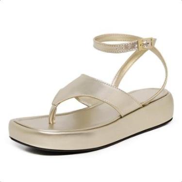Imagem de Sandalia Feminina Tiras Ajustaveis Flatform Confortável Casual Cor:;Tamanho:40;Gênero:F...