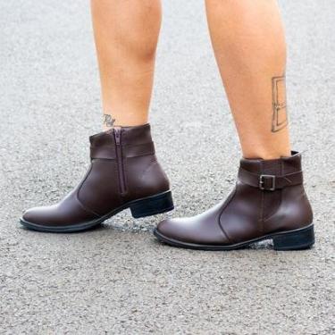 Imagem de Bota Casual Feminina Moderna Confortável Zíper Cano Curto Salto Baixo Dia A Dia-Feminino