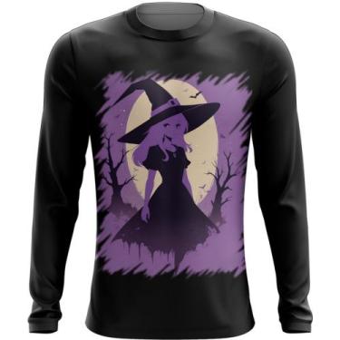 Imagem de Camiseta Manga Longa Bruxa Halloween Púrpura Festa 5 - Kasubeck Store®