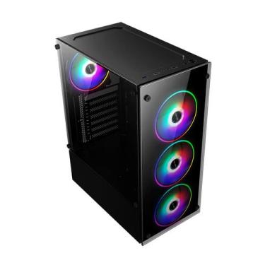 Imagem de Gabinete Gamer Premium Lateral E Frente Em Vidro 3 Fans RGB - Ktrok