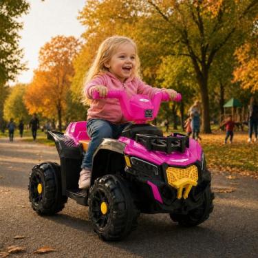 Imagem de Mini Quadriciclo Elétrico Infantil 6V Adventure Rosa Com Led E Som Uni