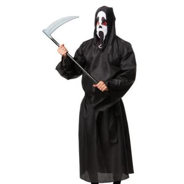 Imagem de Fantasia Morte Halloween Adulto Pânico Capa Preta c/ Máscara - FSP,  P