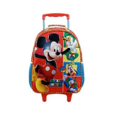 Imagem de Mochila Rodinha M Escolar Infantil Mickey Mouse Disney, Vermelho