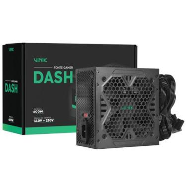 Imagem de Fonte Gamer Energia Alimentação Dash 600W Preto Vinik, 110V