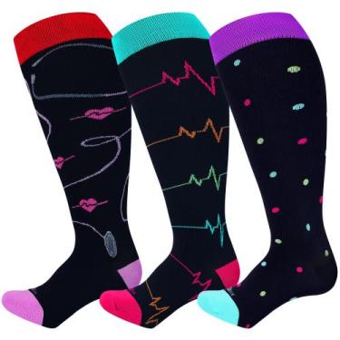 Imagem de Meias de compressão LEVSOX Wide Calf 15-20 mmHg para mulheres e homens