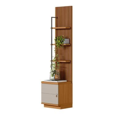 Imagem de Módulo Lateral Decorativo Aloha Ripado G77 com 1 Porta em MDP e MDF 44cm Nature-off White Gran Belo