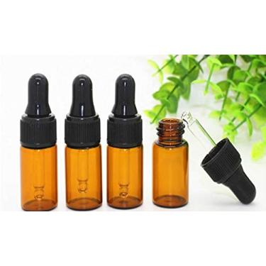 Imagem de Embalagem com 10 frascos conta-gotas de óleo essencial de vidro âmbar de 3 ml com pipeta