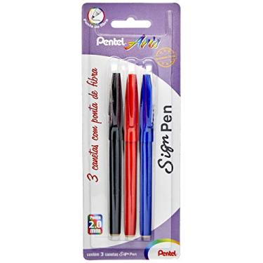 Imagem de Pentel, Marcador Sign Pen, Kit 3 Cores Preto/Vermelha/Azul