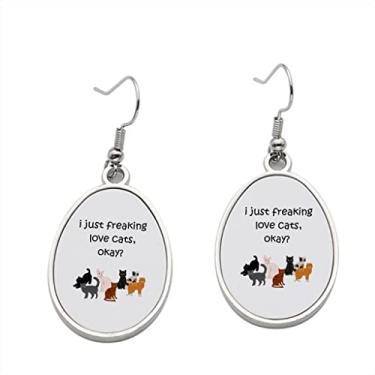 Imagem de Brinco I Just Freaking Love Cats Okay - Brincos com pingente para meninas - Presente de festa de aniversário dos namorados