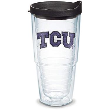 Imagem de Tervis Feito nos EUA com paredes duplas Texas Christian University TCU Horned Frogs copo isolado mantém as bebidas frias e quentes, 680 g, logotipo principal