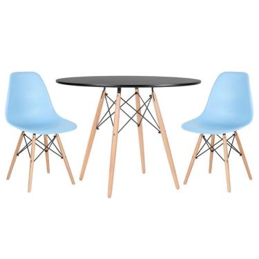 Imagem de KIT - Mesa redonda Eames 100 cm preto + 2 cadeiras Eiffel DSW