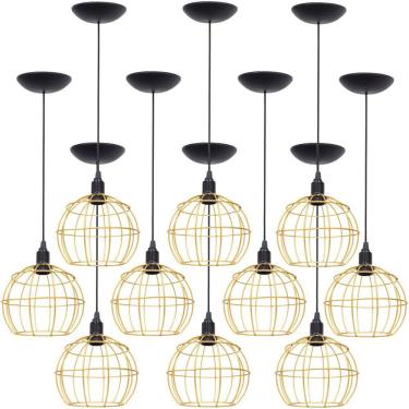 Imagem de 10 Pendentes Aramado Globo Luminária Lustre Teto Retrô Vintage Industrial Balcão Agp Ilumini