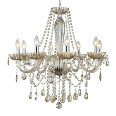 Imagem de Lustre de Vidro Anjou 8 Braços Bella Iluminação Champagne