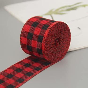 Imagem de Ivarunner 2 Rools 10 metros fita xadrez quadriculada impressa rolo de fita faça você mesmo envolvendo fita de costura faixa de costura para artesanato festa de casamento decoração de roupas de aniversário
