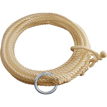 Imagem de Laço Corda Torcido Champanhe Polipropileno 10 Metros Argola de Ferro Boi Cavalo