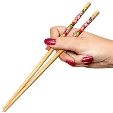 Imagem de Hashi Em Bambu Decorado Conjunto Com 10 Pares 24cm