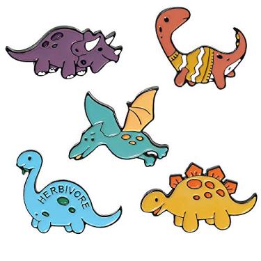 Imagem de Alfinetes esmaltados de dinossauro para mochilas, conjunto de broches kawaii, broches kawaii, presente para mulheres e meninas adolescentes, Metal, Sem Pedra Preciosa