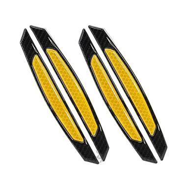 Imagem de BoYeeBo universal 4 unidades reflexivo protetor de borda de porta de carro adesivos de proteção de borda de porta de carro de fibra de carbono para caminhonete SUV (Amarelo)