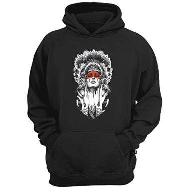 Imagem de Casaco moletom india INDIO TRIBO TRIBAL blusão de frio Cor:Preto;Gênero:Unissex;Tamanho:GG