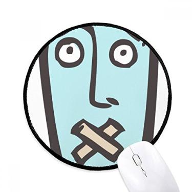 Imagem de DIYthinker Shut Up abstrato rosto esboço feliz mouse pad desktop escritório tapete redondo para computador