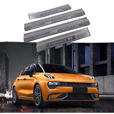Imagem de GZBFTDH Protetor de proteção contra arranhões no peitoril da porta do carro, compatível com Lynk&Co 02 acessórios 2018, painéis de aço limiar peças de automóveis protetor de entrada de porta