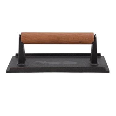 Imagem de Prensa de ferro fundido,Prensa de hambúrguer resistente com cabo de madeira, Prensa de hambúrguer, Prensa de sanduíche, Prensa de chapa, Acessórios para grelhar, para grelhas, Chapas(10 * 20CM)
