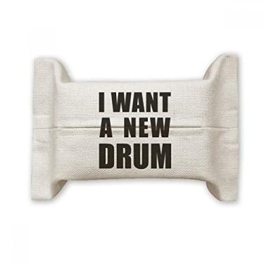 Imagem de Bolsa de linho de algodão para lenços faciais I Want A New Drum